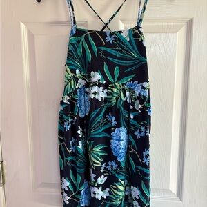 Old Navy Blue and Green Floral Dress